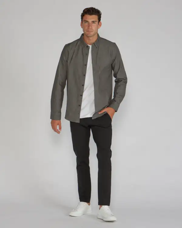 Tech Denim Long Sleeve Button Down