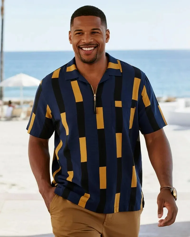 Big & Tall Men's Contrast Color Short Sleeve Polo Shirt