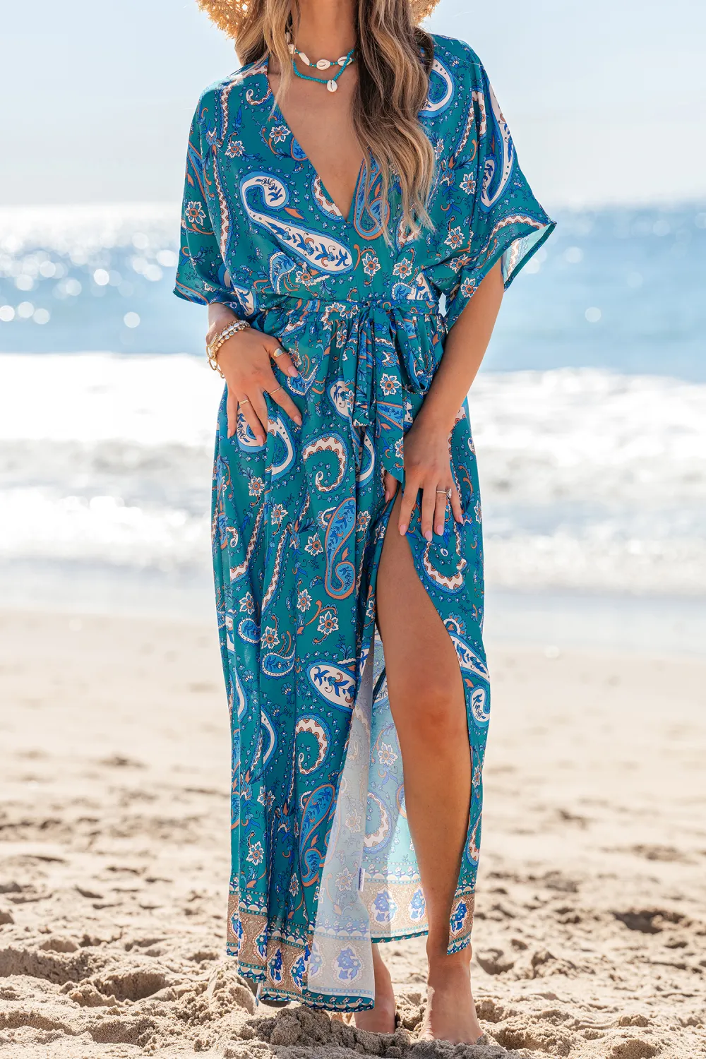 Beach Goddess Paisley Cover-Up Maxi Dress