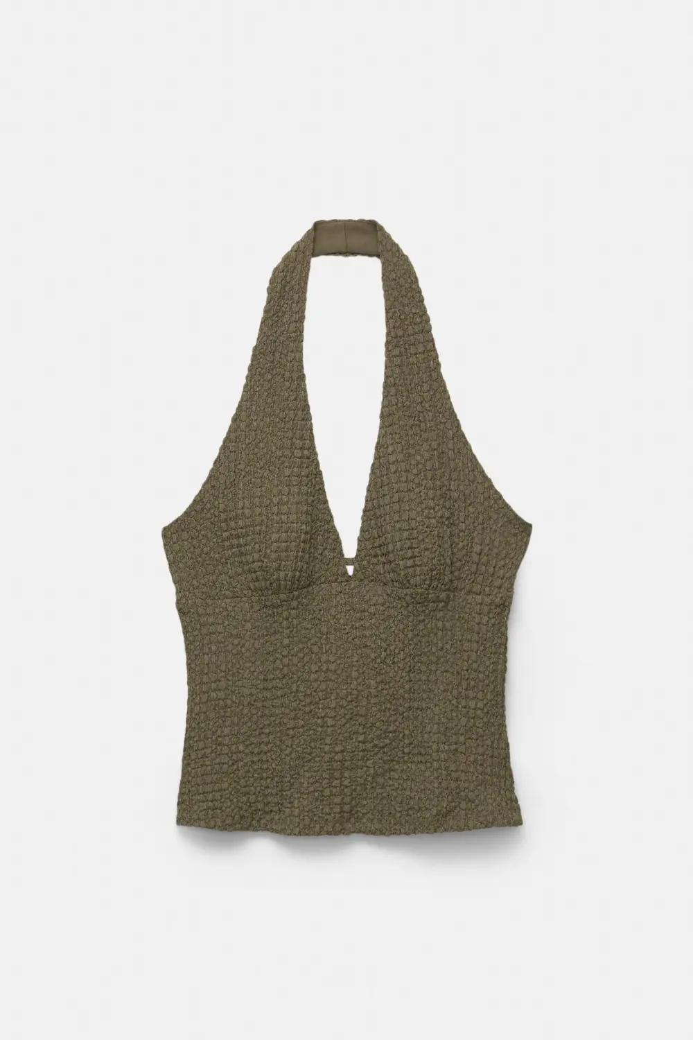 Creased-effect halter top