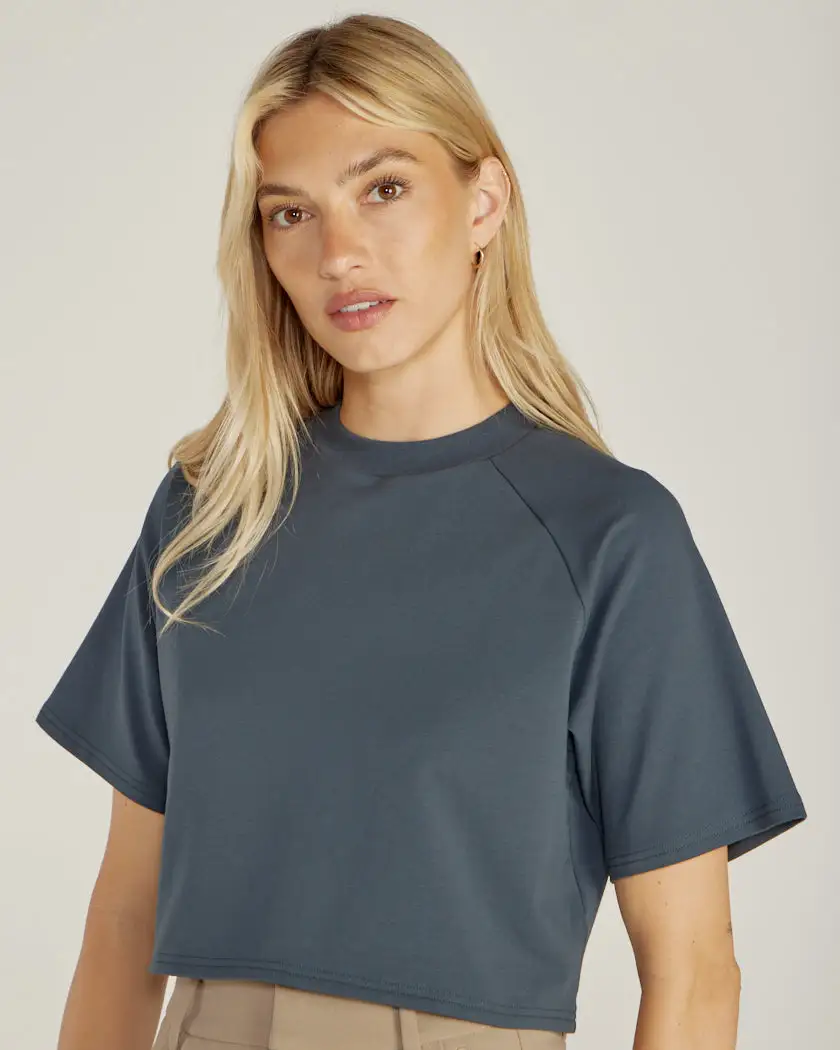 Lux Relaxed Mockneck Raglan Tee