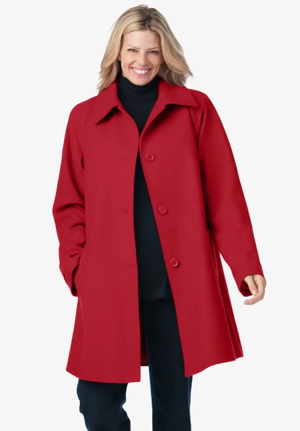 Wool-Blend Classic A-Line Coat