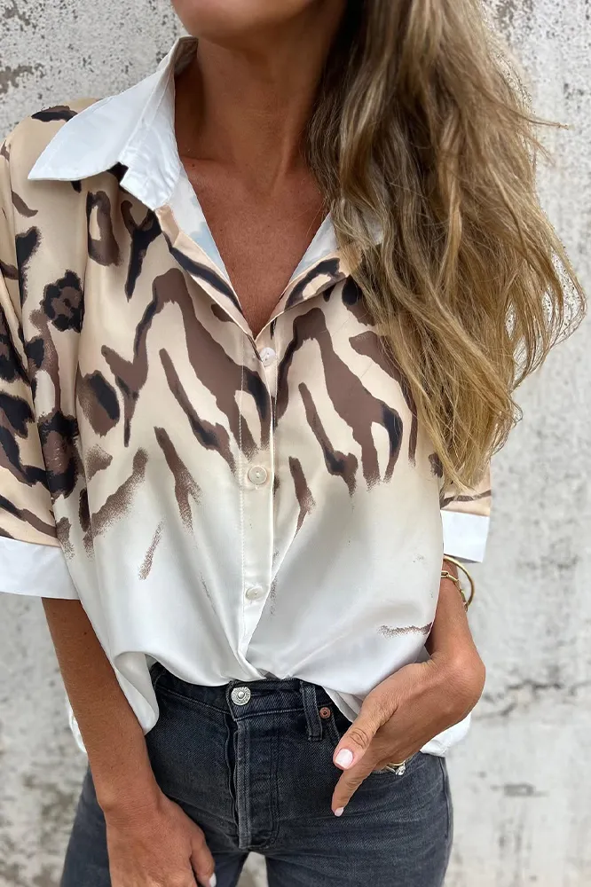 Women's leopard print gradient casual shirt