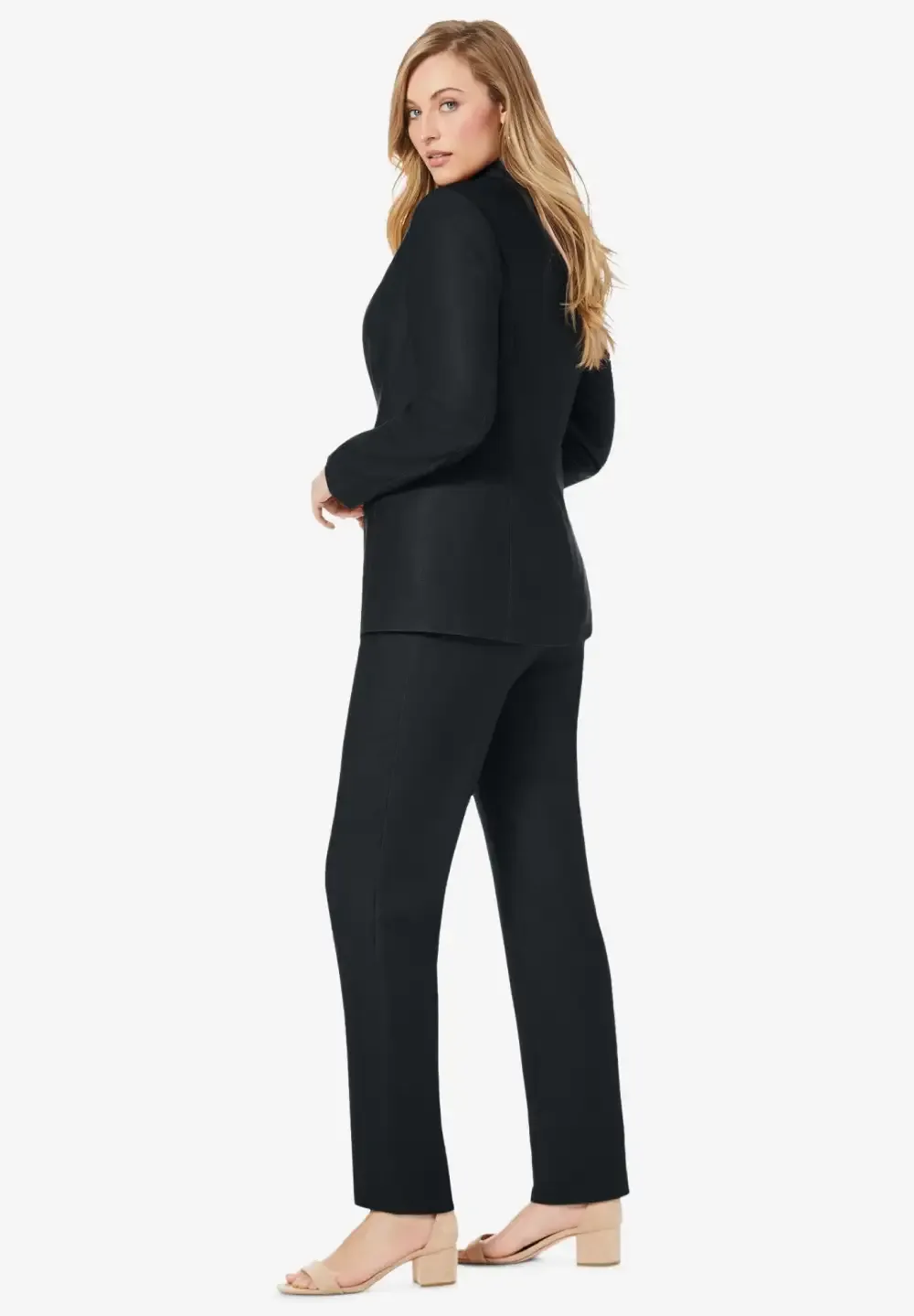 2-Piece Stretch Crepe Single-Breasted Pantsuit