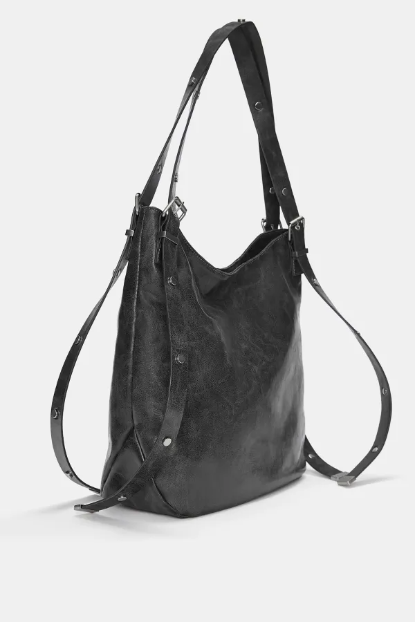 Bolso shopper desgastado tachas
