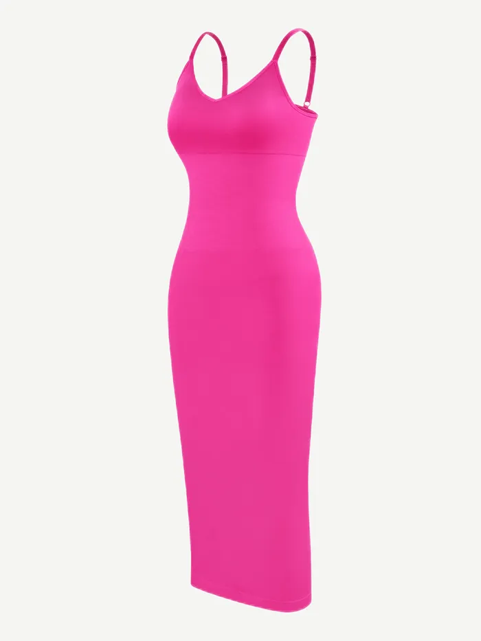 Seamless Spaghetti Strap V Neck Maxi Dress with Built-in Bodycon