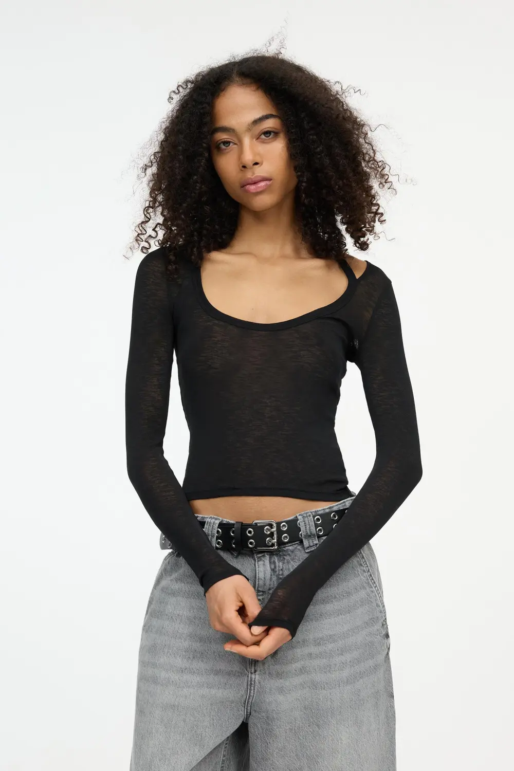 Double long sleeve strappy top