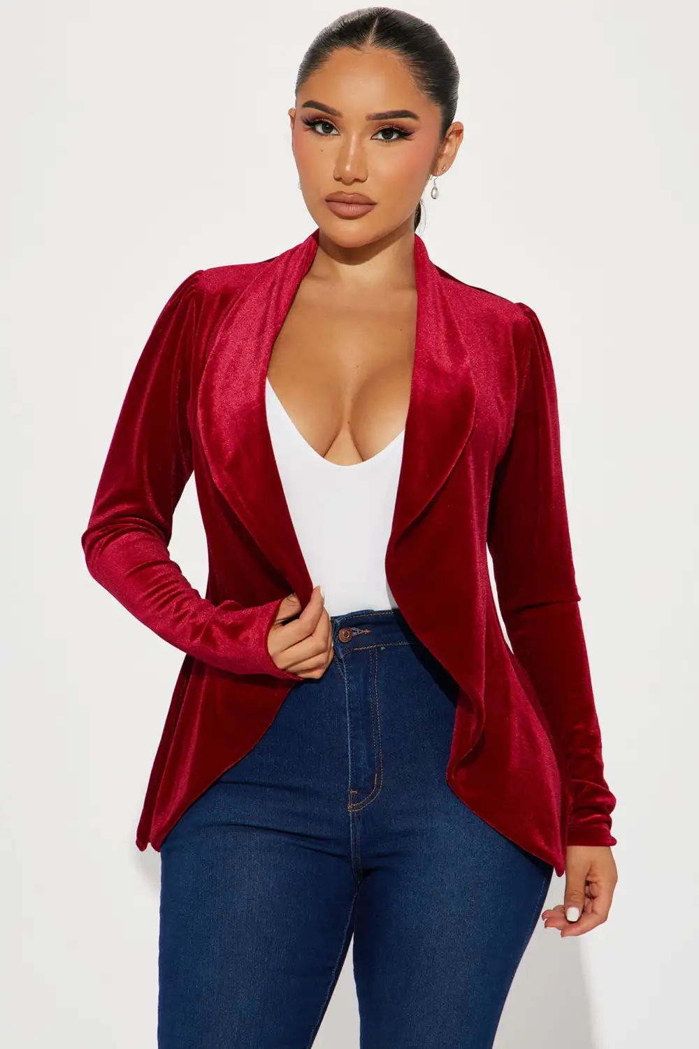 Meet And Greet Velvet Blazer - Red