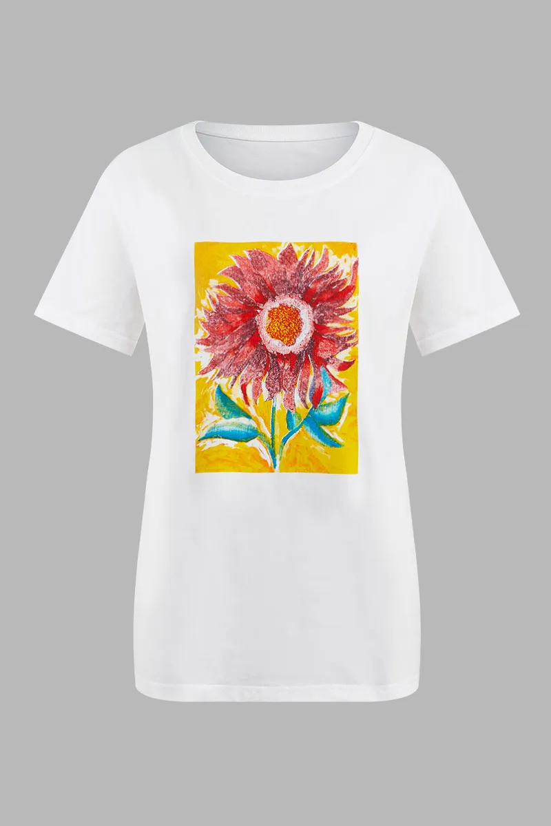 Charity Oil Paintings by Children Round Neck Short Sleeve T-Shirt