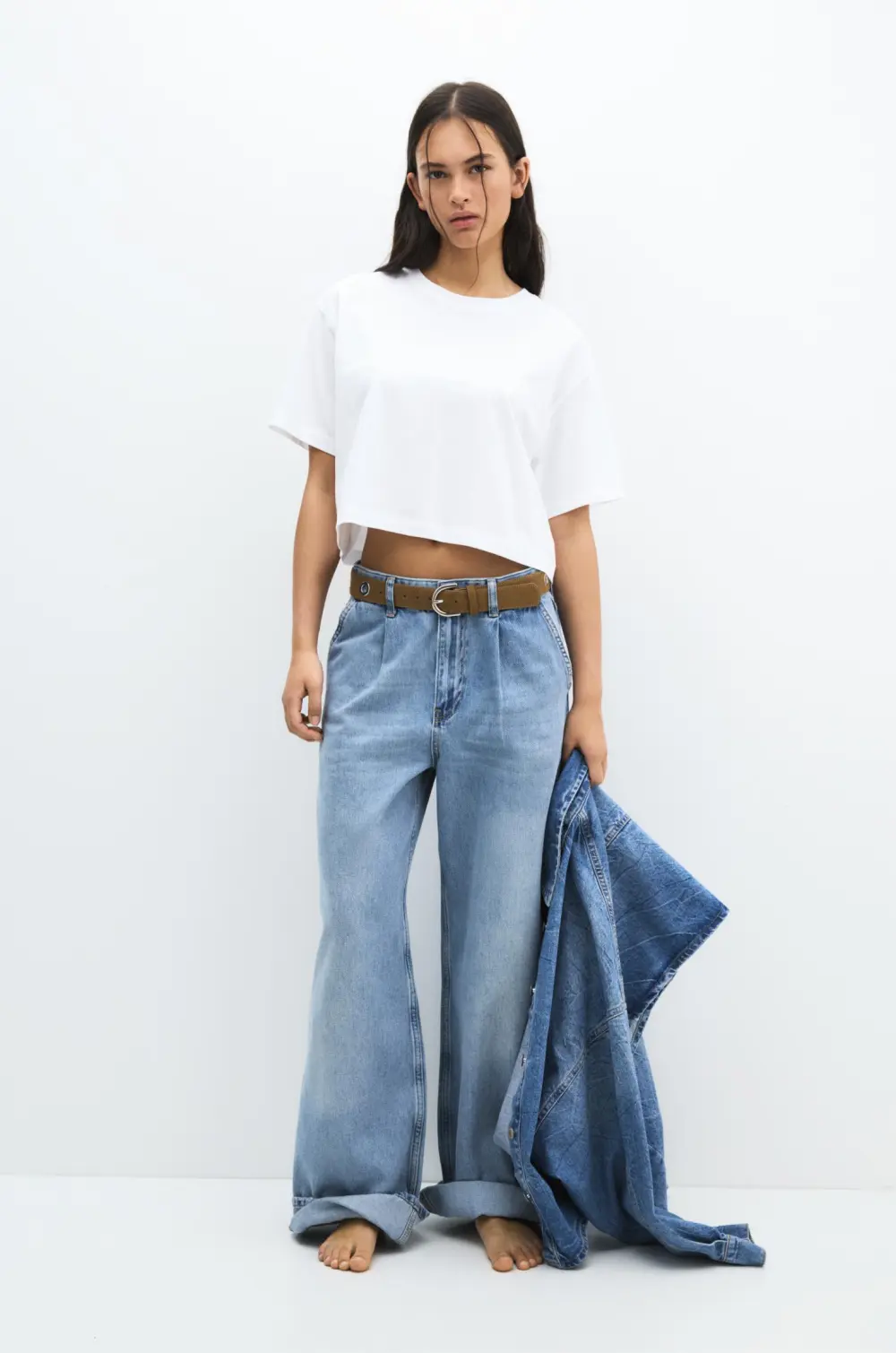 Camiseta cropped manga corta