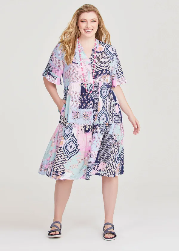 Sky Natural Tier Shirt Dress