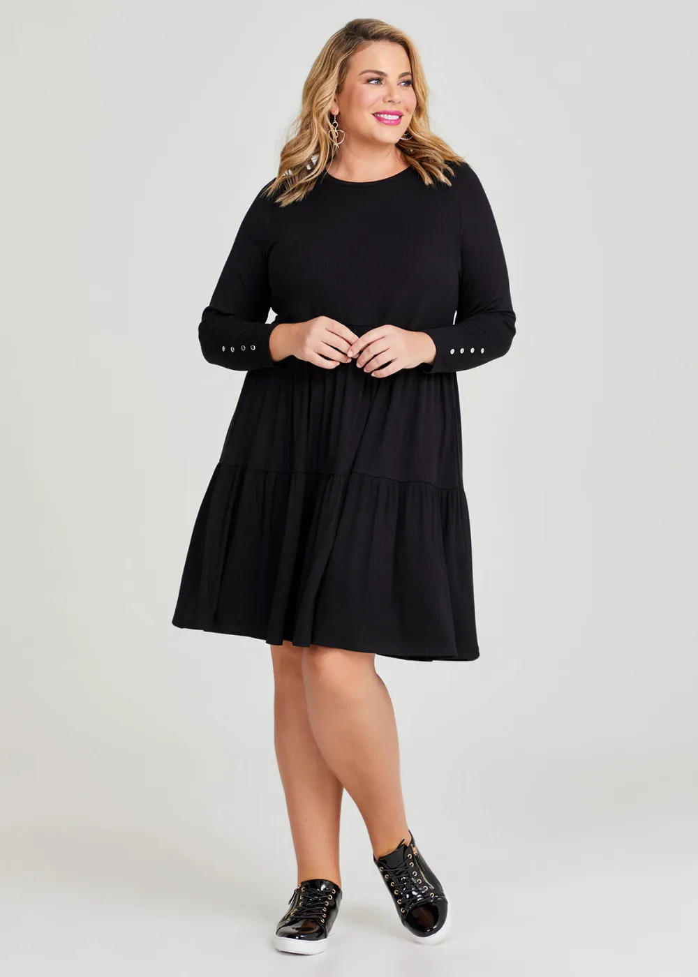 Natural Mini Rib Tiered Dress