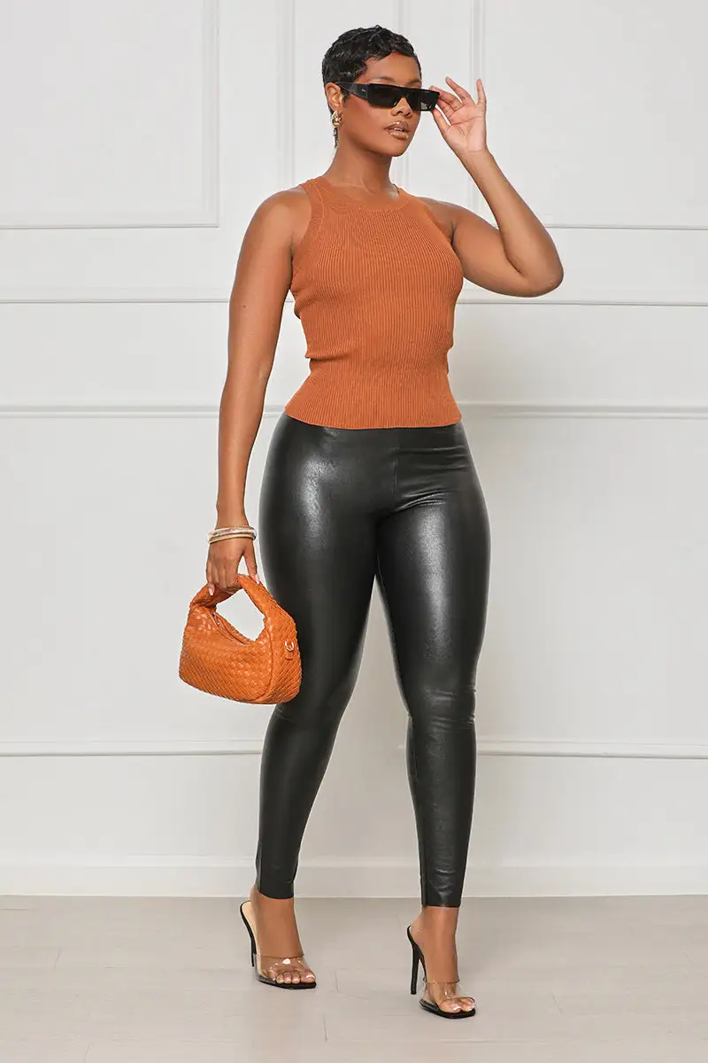 Knit Me Ribbed Tank Top (Chestnut)- FINAL SALE