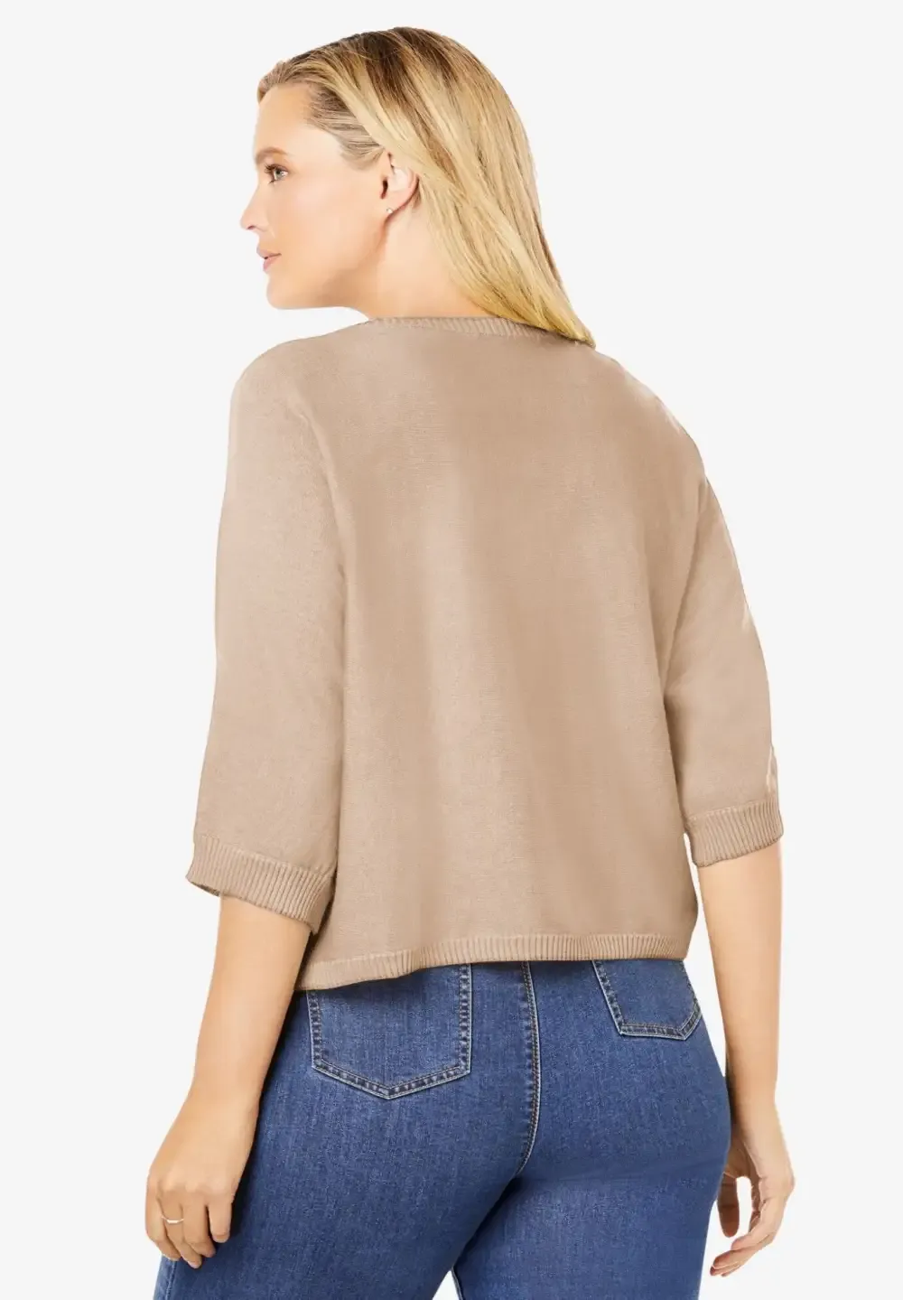 Rib Trim Cardigan Shrug