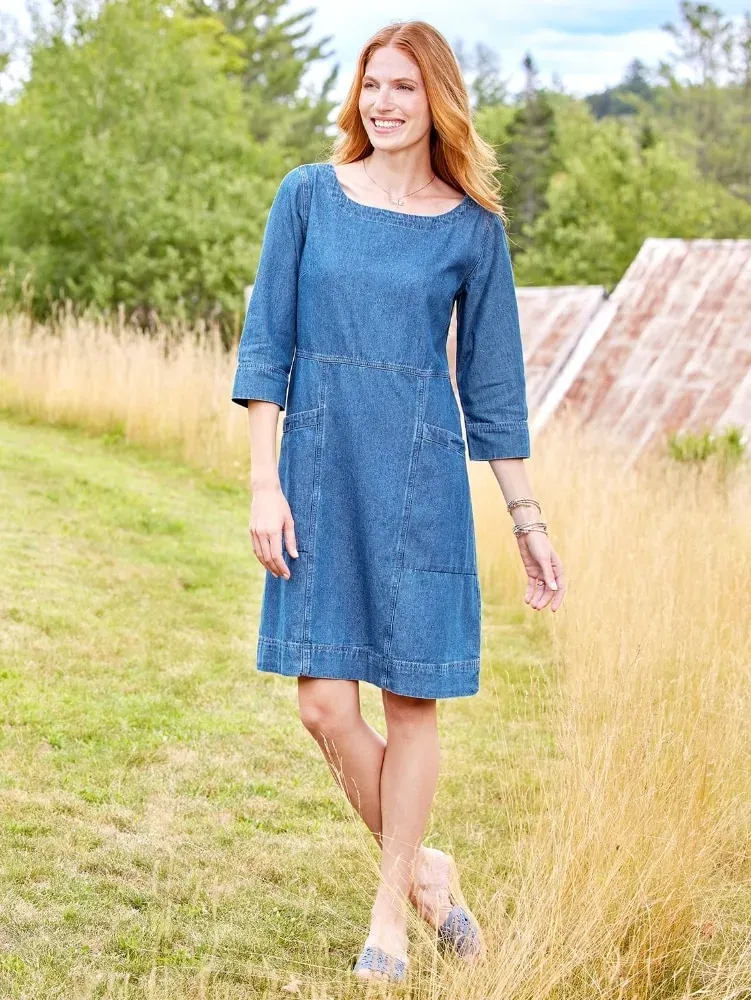Boatneck Denim Dress