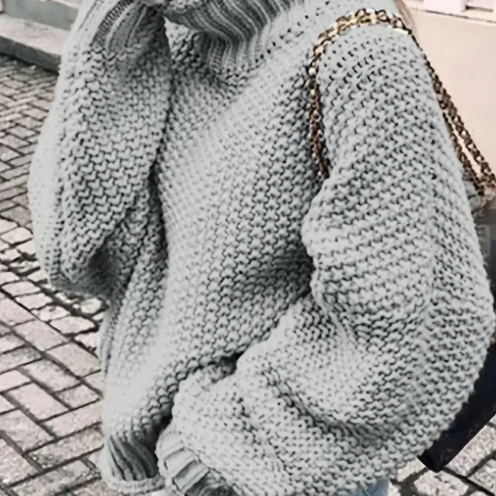 Solid Turtle Neck Pullover Sweater, Casual Long Sleeve Sweater For Fall & Winter, Women's Clothing