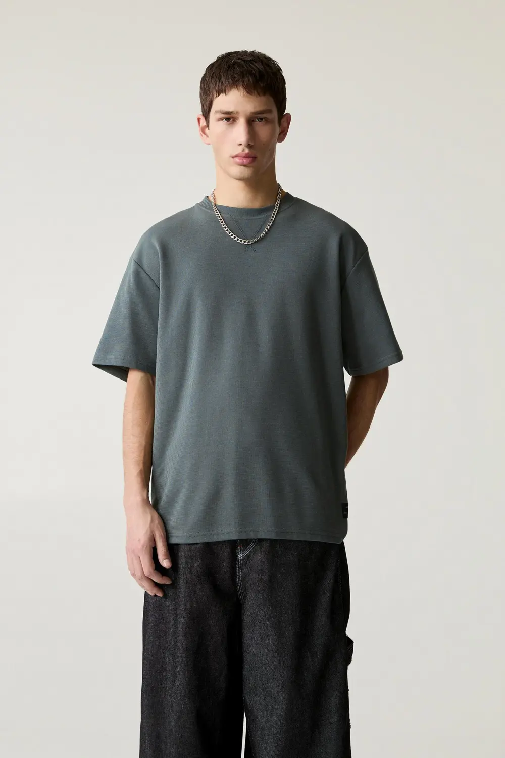 Basic short sleeve textured T-shirt