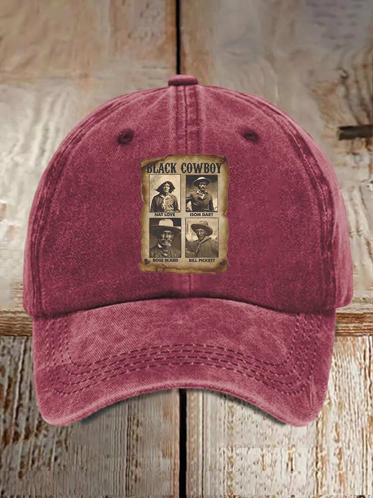 Black Cowboy Printed Baseball Cap