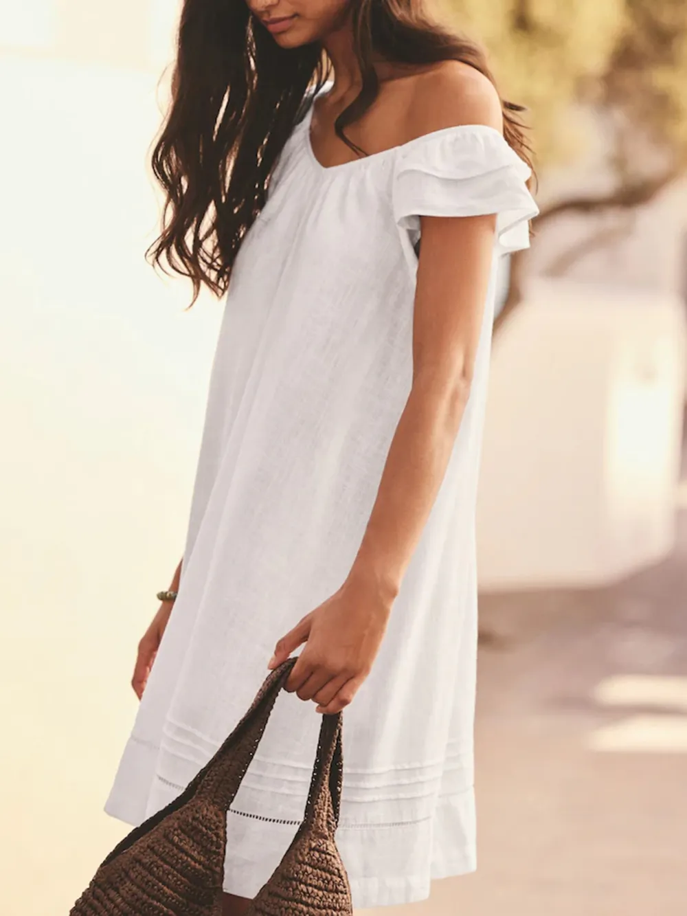 Leisure Loose Blue Floral Print V-Neck Dress