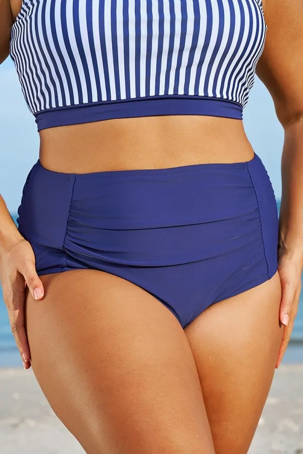 Navy Elegant High Waist Swim Brief