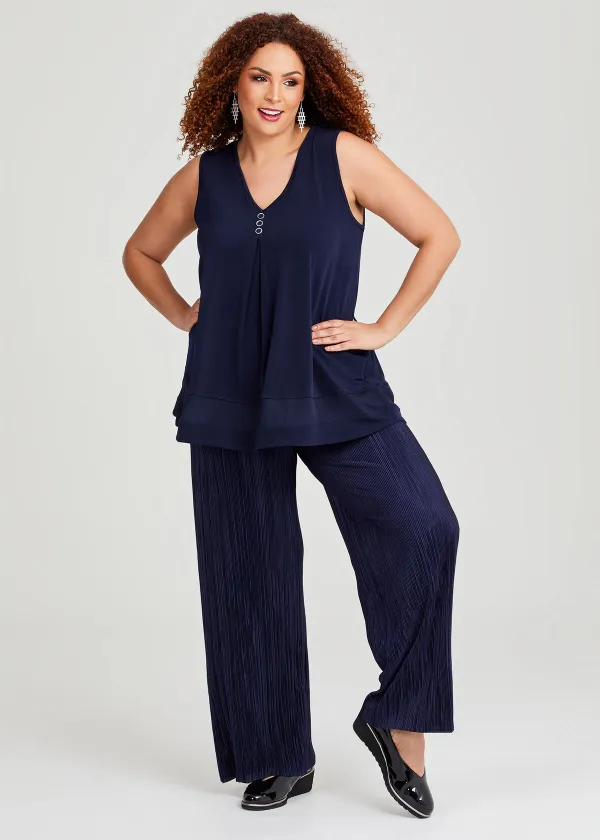 Sheer Mesh Hem Sleeveless Top