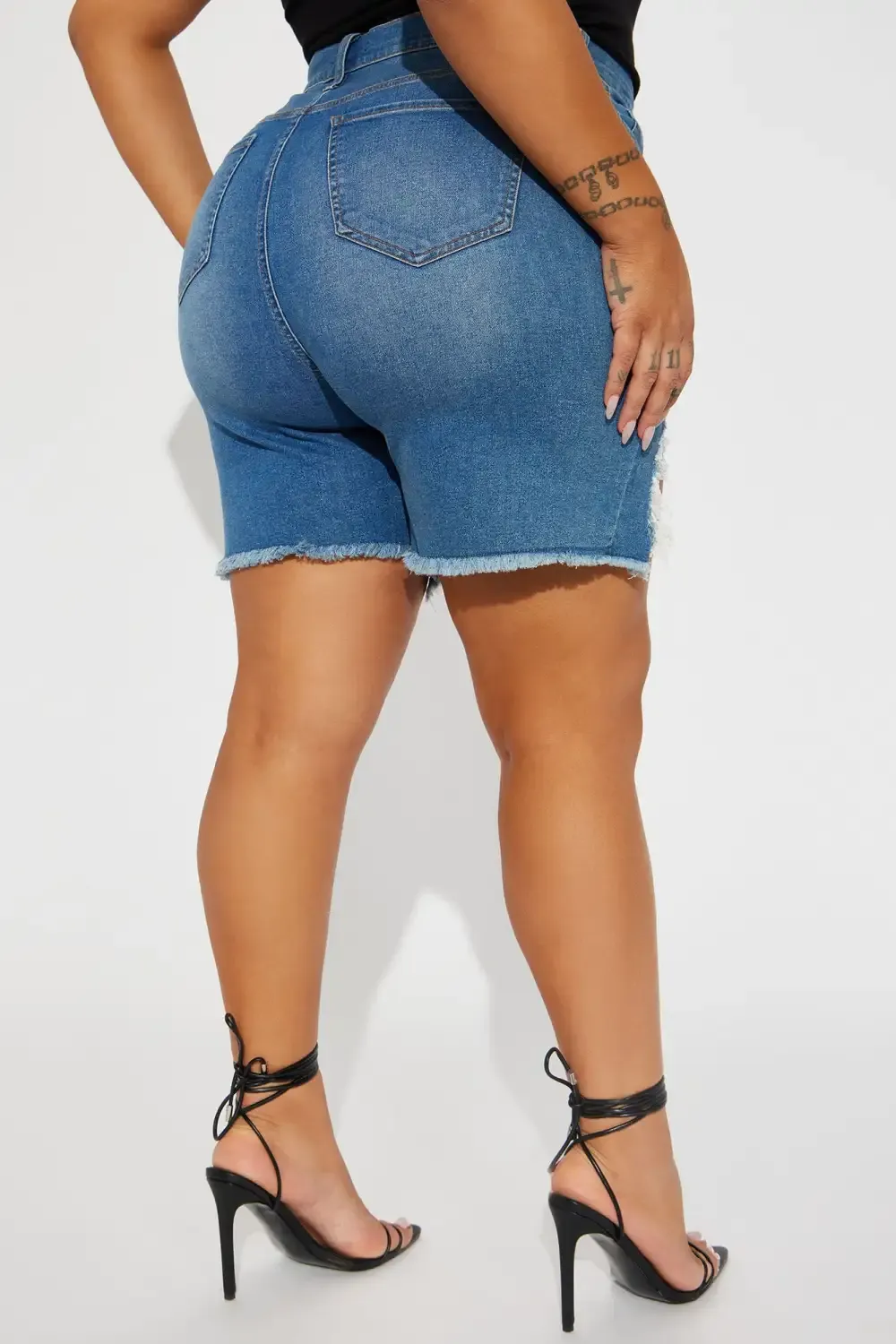 Envy Me Distressed Bermuda Shorts - Medium Blue Wash