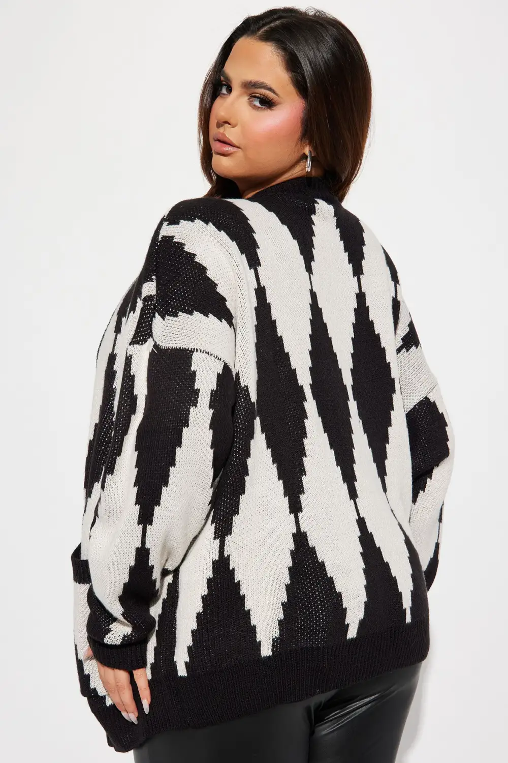 Masquerade Diamond Jacquard Cardigan - Black/combo