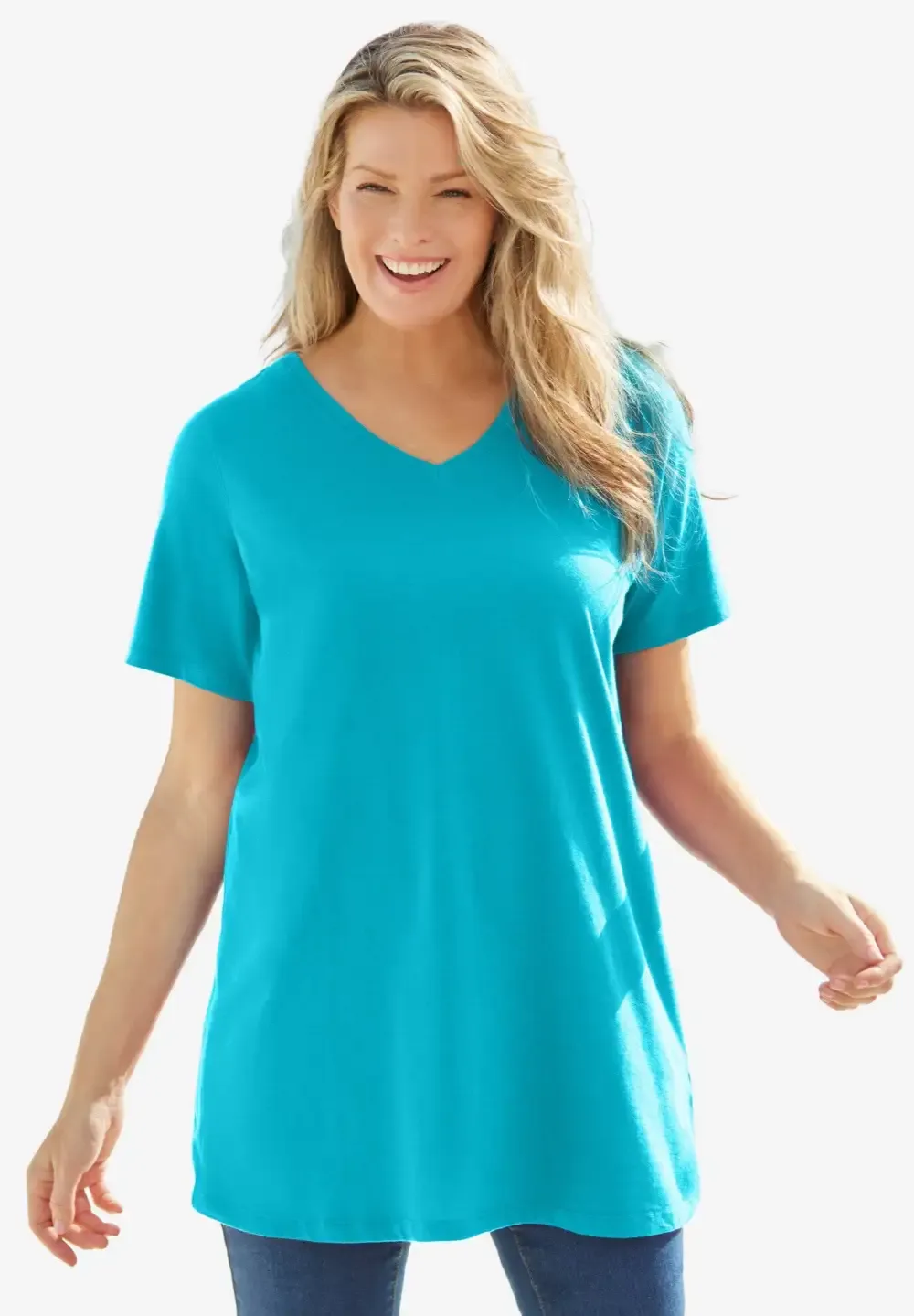 Perfect Short-Sleeve V-Neck Tunic