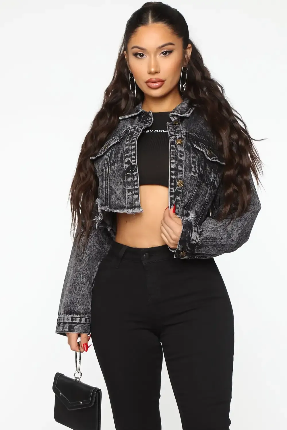 Ride With Me Acid Wash Denim Jacket  - Black