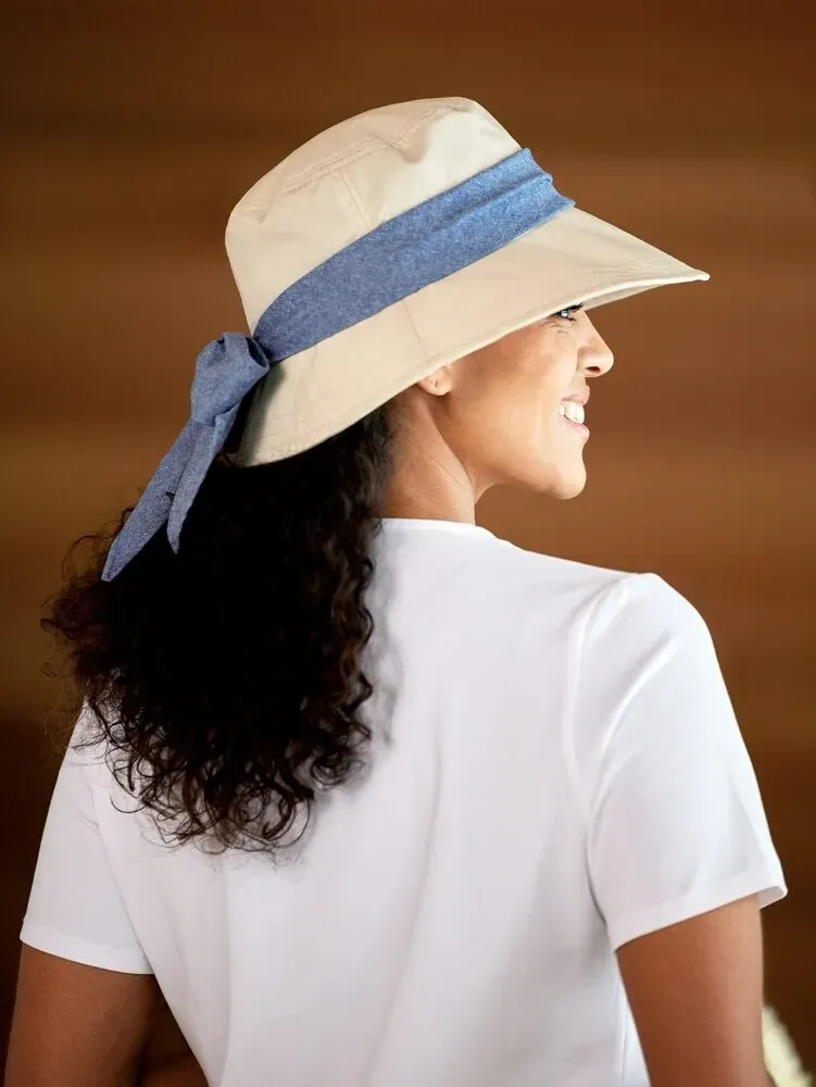 Women's Bucket Hat With Chambray Bow