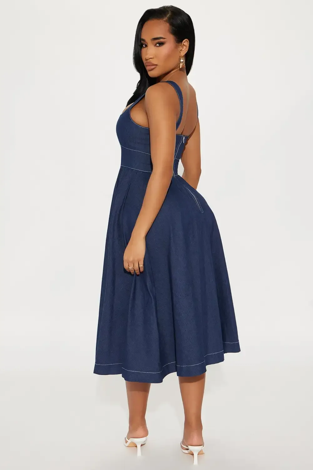 Kya Denim Midi Dress - Dark Wash