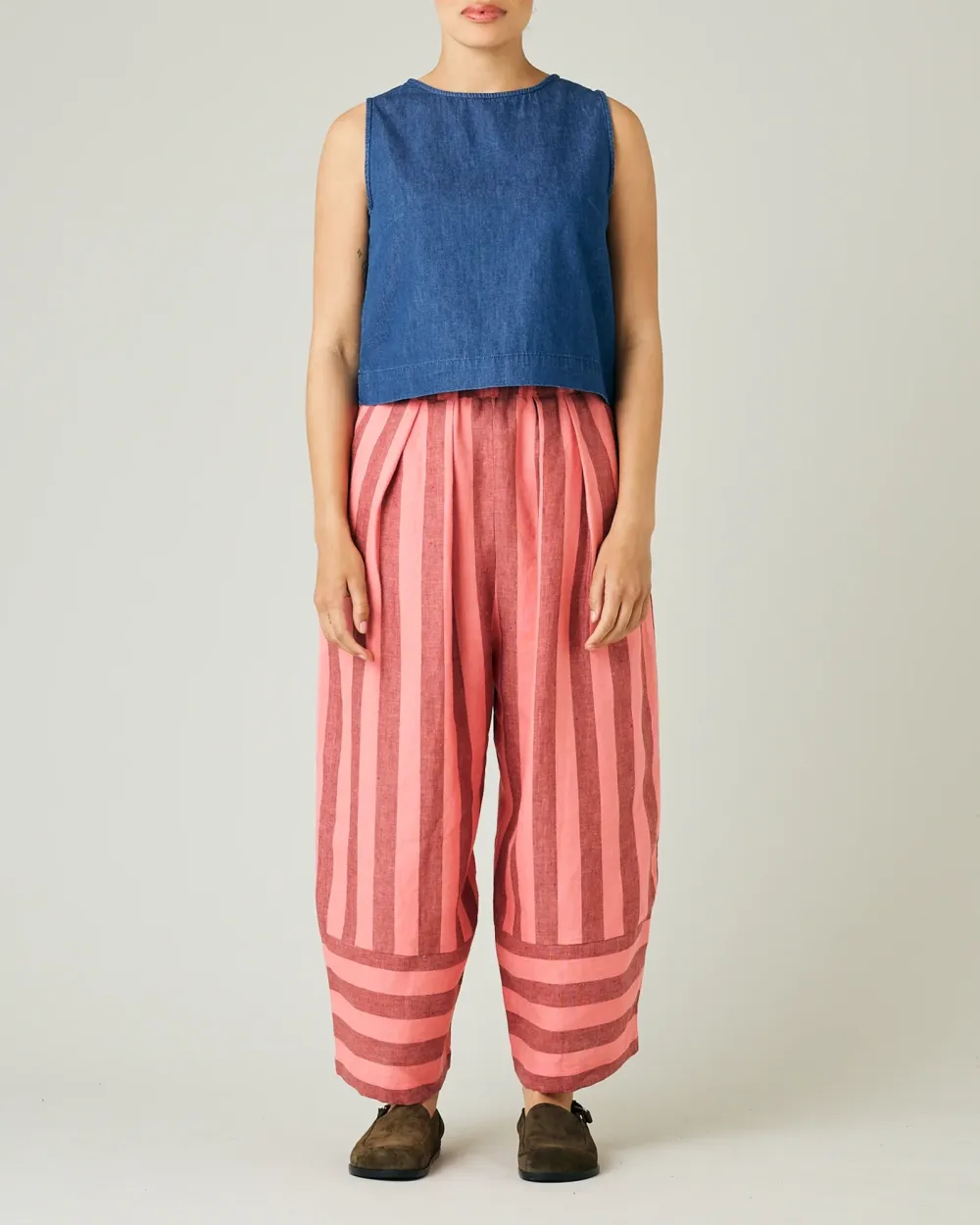 BLUSH STRIPE LINEN TROUSERS