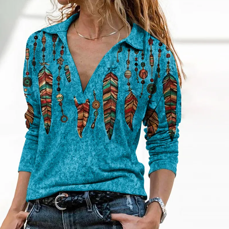 Orange western feather lapel graphic tees