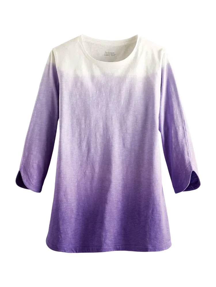 Women's Ombre Cotton Knit Top With 3/4 Sleeves