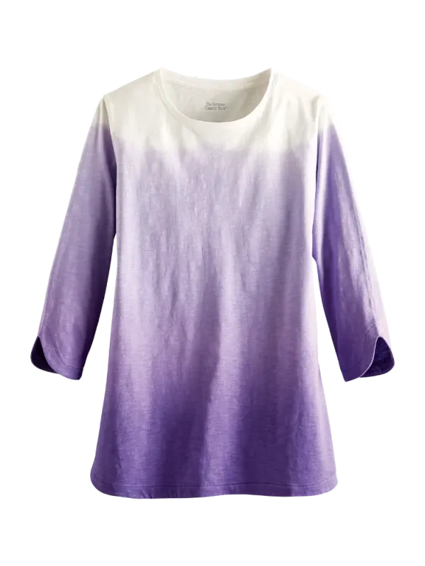Women's Ombre Cotton Knit Top With 3/4 Sleeves
