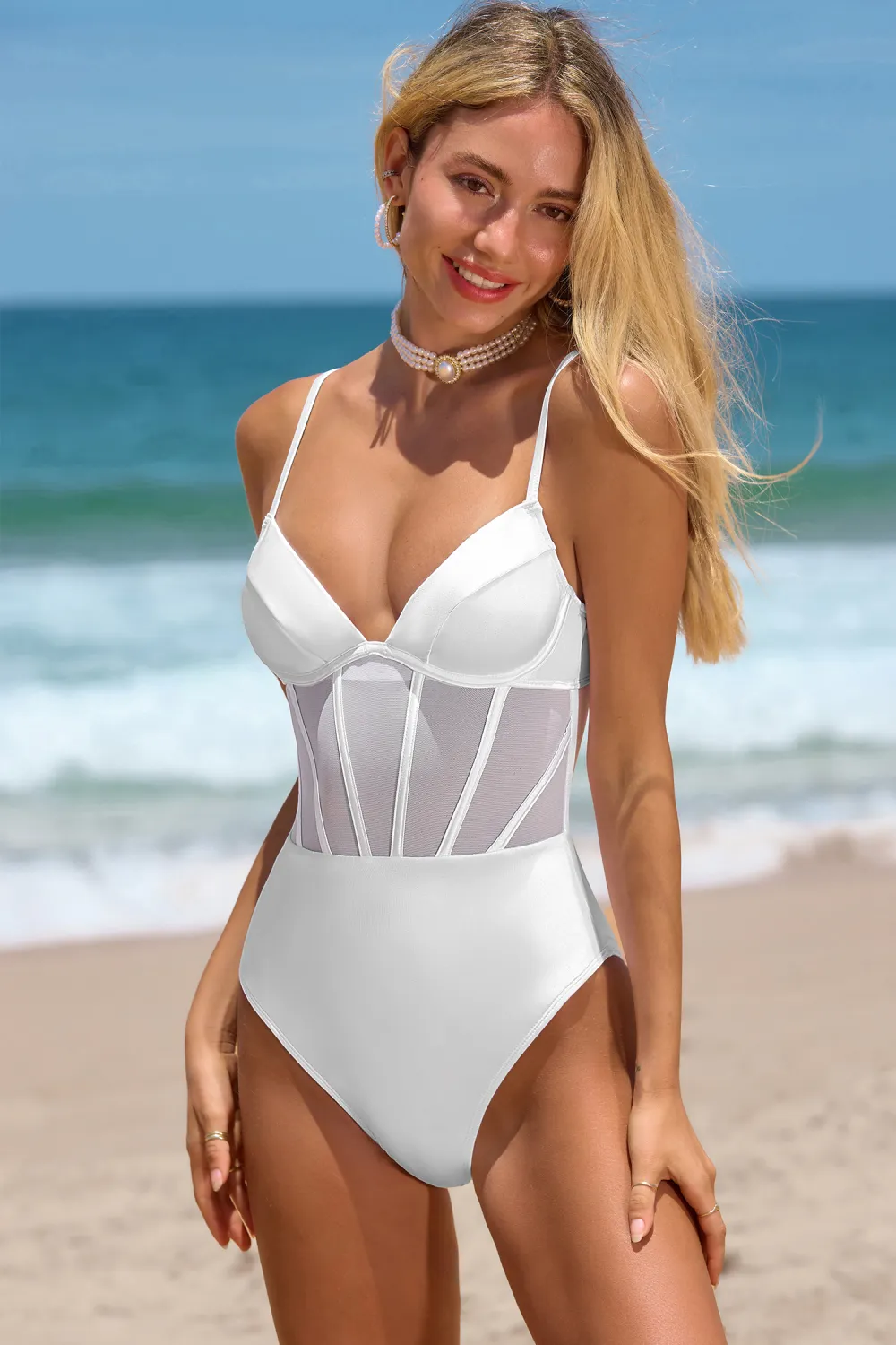 Beach Goddess Corset Underwire One-Piece Swimsuit