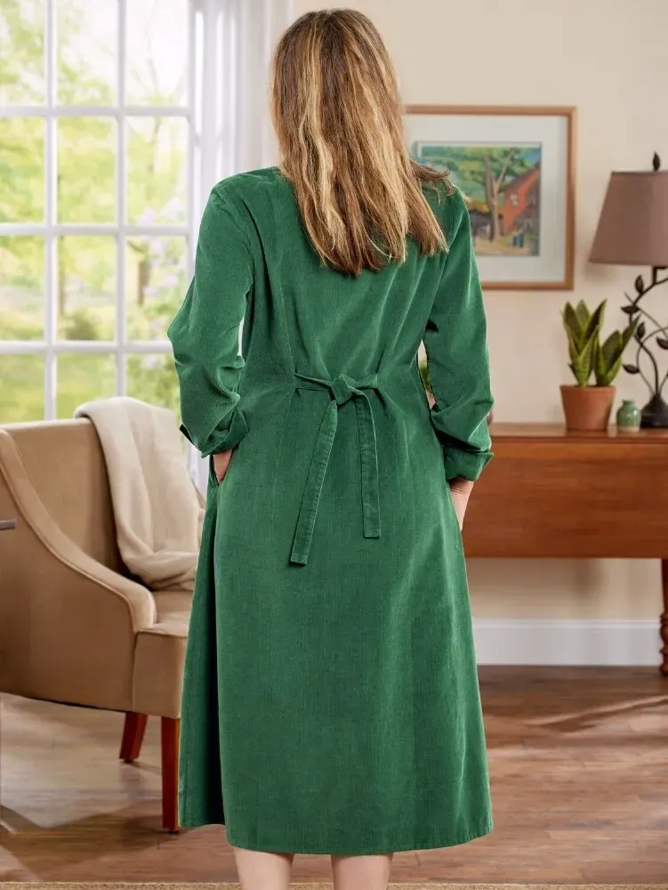Pintuck Cotton Corduroy Dress