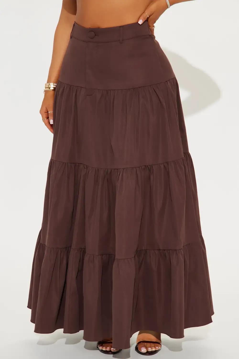Marina Tiered Maxi Skirt - Chocolate