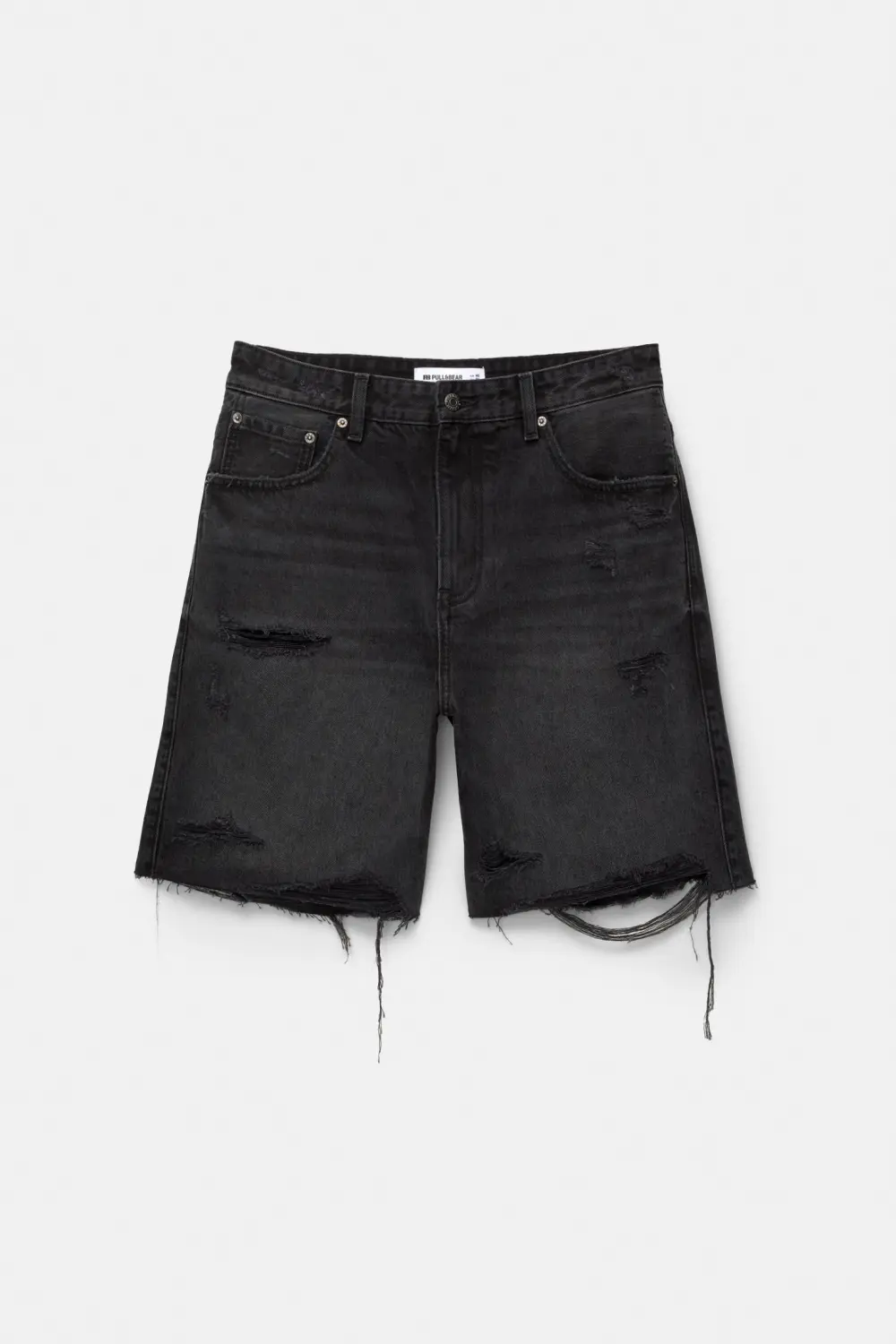 Ripped denim Bermuda shorts