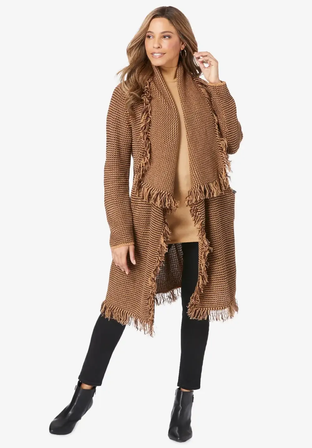 Shawl-Collar Fringe Jacket