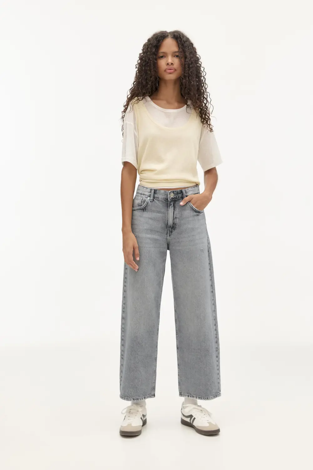 Jeans wide leg cropped