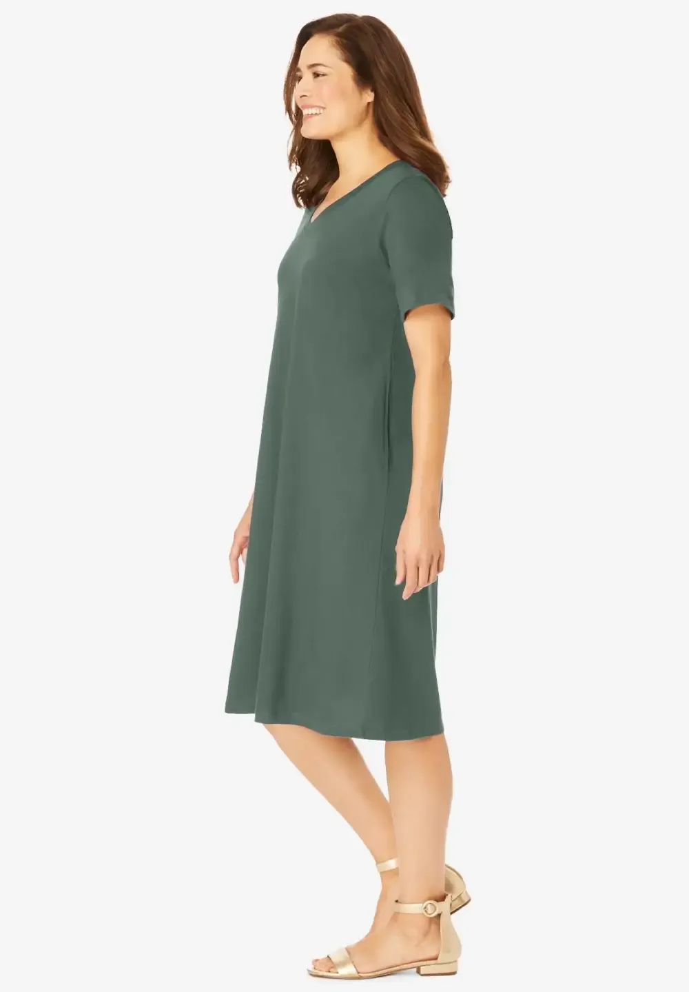 Perfect Short-Sleeve V-Neck Tee Dress