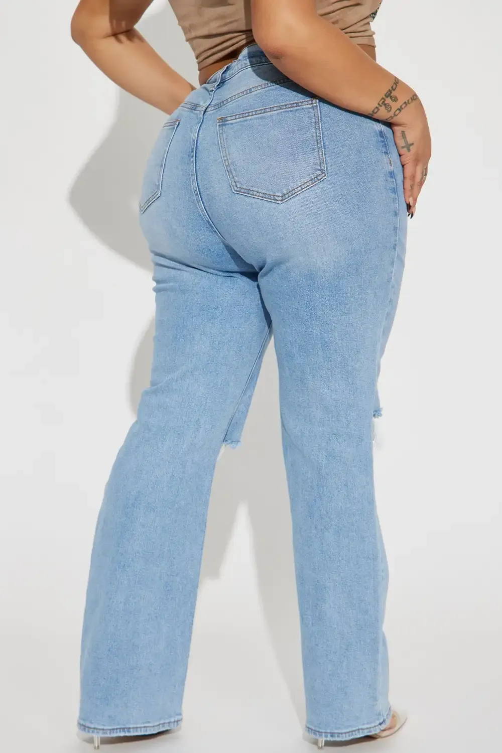 Daredevil Ripped Straight Leg Jeans - Light Blue Wash