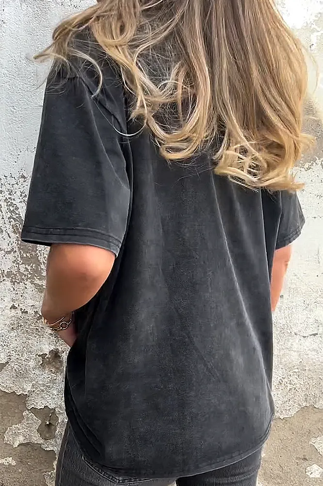 Women's Washed Fabric Pattern T-shirt