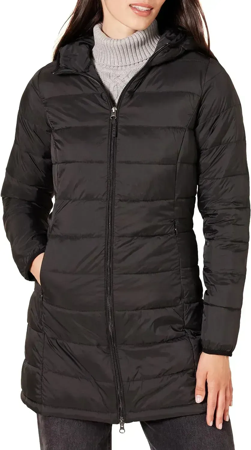 Women's Lightweight Water-Resistant Hooded Puffer Coat (Available in Plus Size)