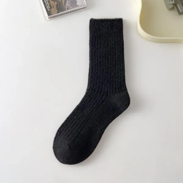 drawstring socks solid color warm mid-rise socks women