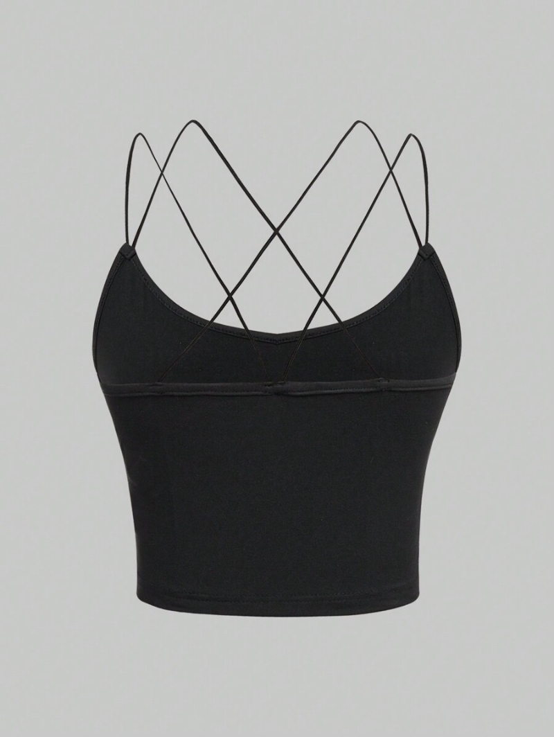 2pcs Solid Color Basic Slim Fit Women'S Camisole Tank Top, Versatile