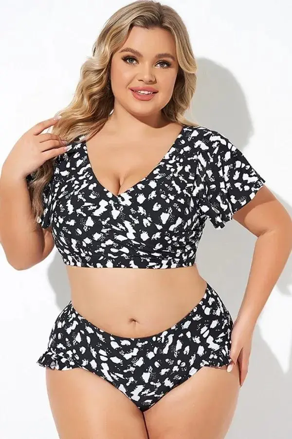 Mono Spot Flutter Sleeve Wrap Bikini Top