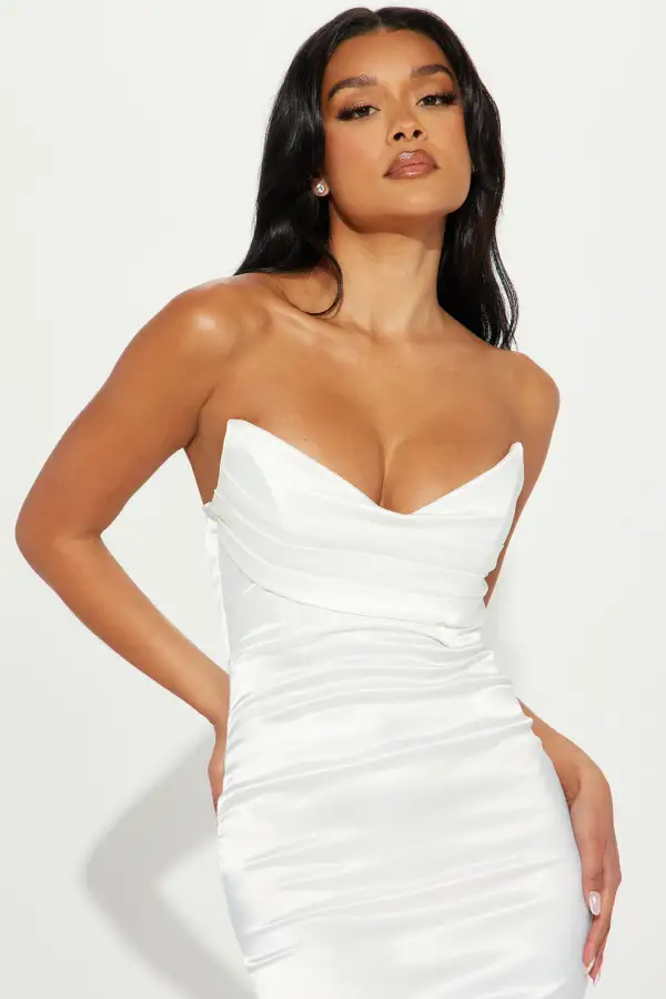 Naomi Satin Maxi Gown - White