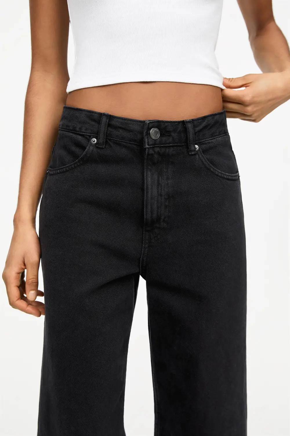 Jeans wide leg tiro alto